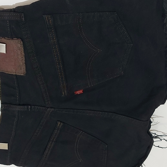 Levis 501 Black Button Fly Distressed Cut Offs - Picture 7 of 16